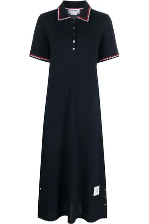 Thom Browne Vestido estilo playera tipo polo con ribete de rayas RWB