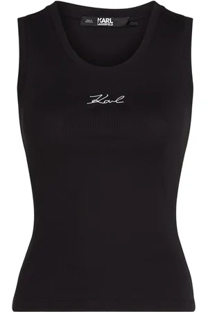 Karl Lagerfeld Top tejido de canalé con logo bordado