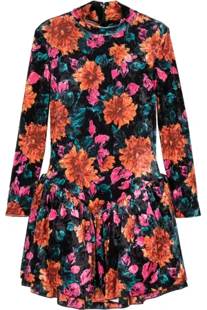 ROTATE Vestido corto de velour con estampado floral
