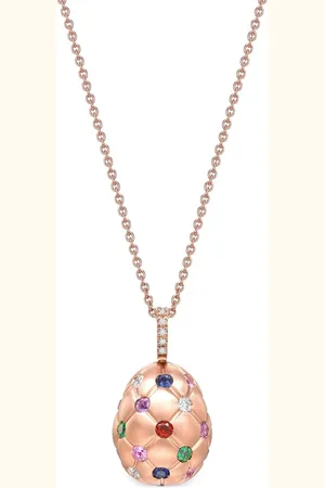 Faberge Collar con dije Treillage Egg en oro rosa de 18kt y gemas