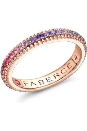 Faberge Colores de Amor Oro Rosa Arco Iris Multicolor Gema Estriado Anillo de Eternidad