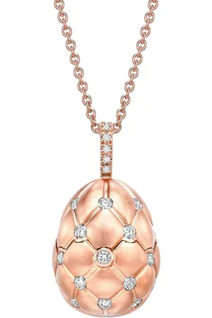 Faberge Collar con dije Treillage Heart Surprise Egg en oro rosa de 18kt con diamantes y rubí