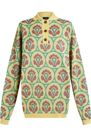 Etro Suéter tipo polo con motivo floral en jacquard