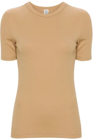 Totême Playera de tejido fino con cuello redondo