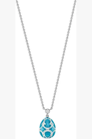 Faberge Collar Heritage Petite Egg en oro blanco de 18kt con diamante