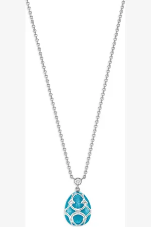 Faberge Collar Heritage Petite Egg en oro blanco de 18kt con diamante