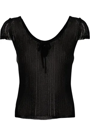 Pinko Playera tejida de canalé con flecos