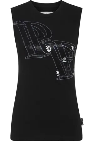 Philipp Plein Camiseta con detalles de cristal y logo