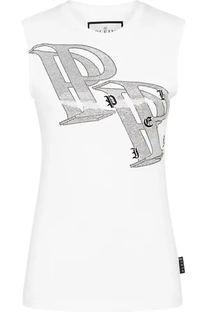 Philipp Plein Camiseta con detalles de cristal y logo