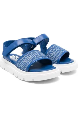 Moschino Sandalias con cierre autoadherente y logo en jacquard