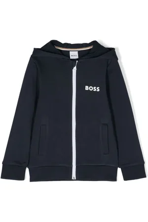 HUGO BOSS Hoodie con cierre y logo estampado