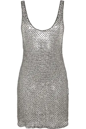 The Attico Vestido midi de malla con detalles de lentejuelas