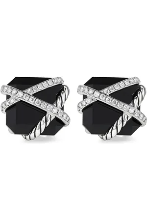 David Yurman Aretes Cable Wrap en plata de ley con diamantes de 12mm