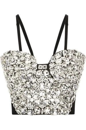 Dolce & Gabbana Top corto con detalles de cristal