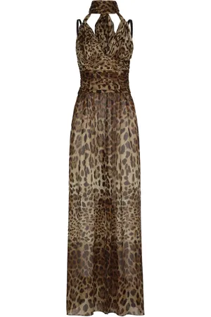 Dolce & Gabbana Vestido de fiesta de seda con estampado de leopardo