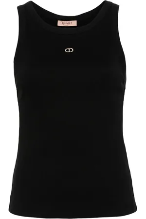 Twin-Set Top de canalé con logo bordado