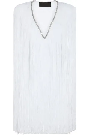 Philipp Plein Vestido corto con cuello en V y flecos