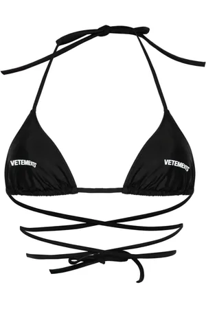 Vetements Top de bikini estilo triángulo con logo estampado