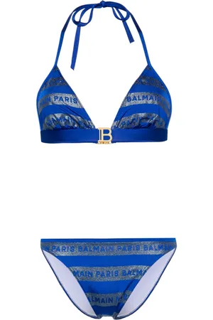 Balmain Bikini estilo triángulo con logo estampado