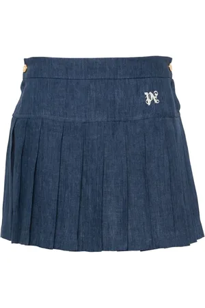Palm Angels Falda plisada con logo bordado