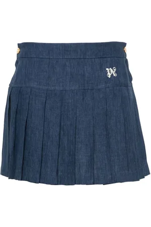 Palm Angels Falda plisada con logo bordado