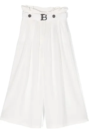 Balmain Pantalones anchos con cintura paper bag