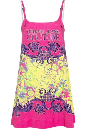 VERSACE Vestido corto de mezclilla con estampado Animalier