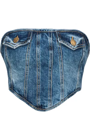 Pinko Top de mezclilla strapless estilo de corset