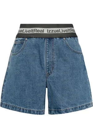 Izzue Shorts de mezclilla con logo en la pretina