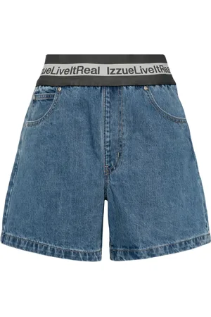 Izzue Shorts de mezclilla con logo en la pretina