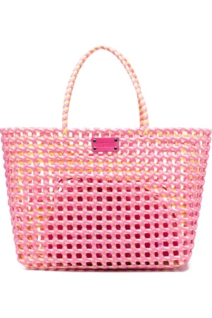 Msgm Tote entretejida con parche del logo