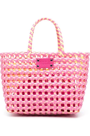 Msgm Tote entretejida con parche del logo