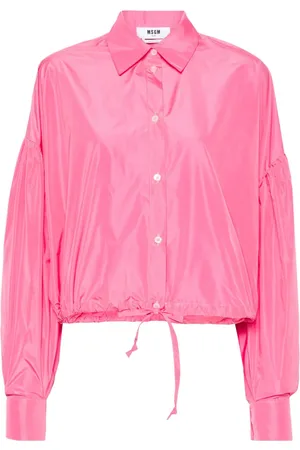 Msgm Camisa de tafetán con cordón en el dobladillo