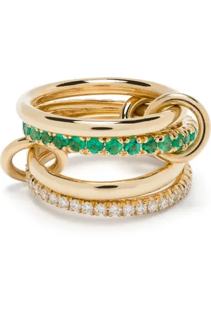 SPINELLI KILCOLLIN Anillo Halley en oro amarillo de 18kt con diamantes y esmeraldas
