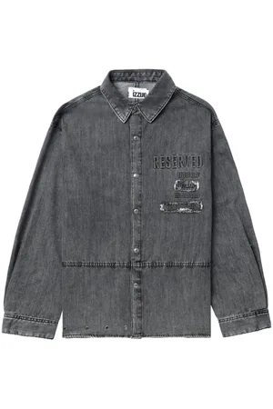 Izzue Camisa de mezclilla con eslogan en relieve