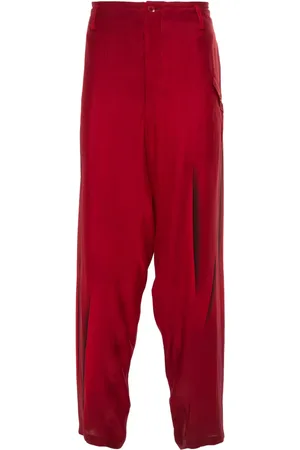 YOHJI YAMAMOTO Pantalones de seda con estampado abstracto