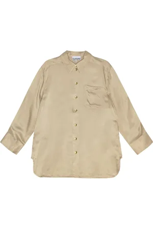 Ganni Camisa satinada manga larga