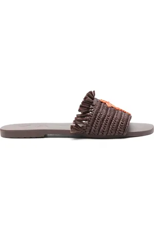 MANEBI Flip flops de rafia con flecos