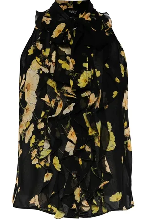 Giambattista Valli Top de seda sin mangas con estampado floral