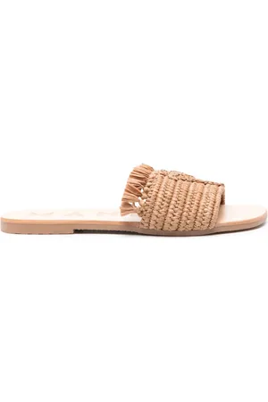MANEBI Flip flops de rafia con flecos