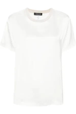 Fabiana Filippi Blusa satinada con cuello en contraste