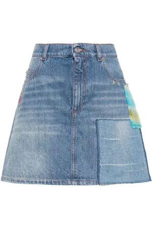Marni Falda corta de mezclilla con apliques