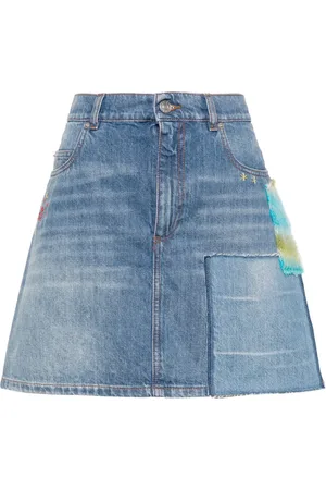 Marni Falda corta de mezclilla con apliques