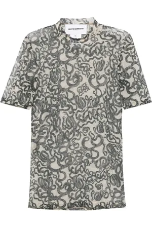 MELITTA BAUMEISTER Playera semitransparente con estampado de piel de serpiente