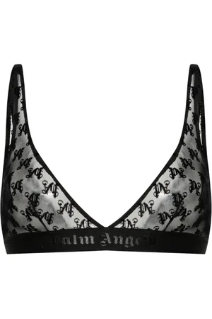 Palm Angels Brasier de encaje con logo en jacquard