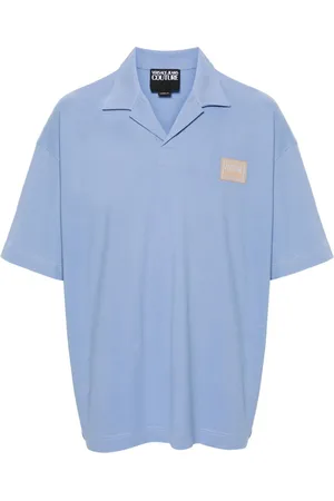 VERSACE Playera tipo polo con aplique del logo