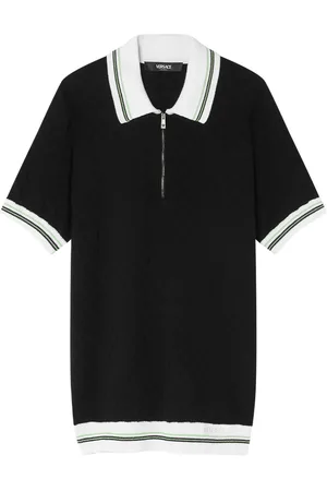 VERSACE Playera tipo polo con cierre en la parte delantera