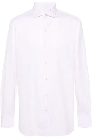 Finamore Camisa de popelina con rayas estampadas