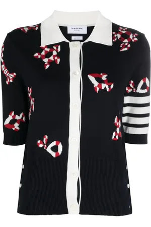 Thom Browne Cárdigan estilo playera tipo polo con motivo 4-Bar