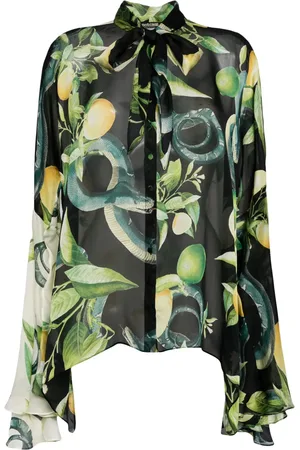Roberto Cavalli Camisa de seda con estampado gráfico